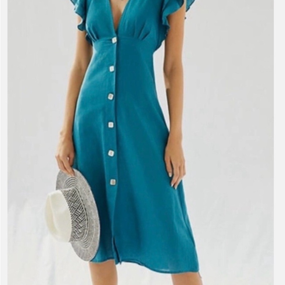 Anthropologie Charlie Holiday Teal Midi Dress or Coverup - Size 2